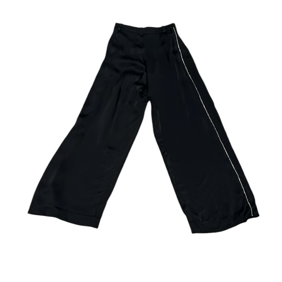 Zara black satin wide leg trouser pants with rhinestones XS NWT - Picture 4 of 10
